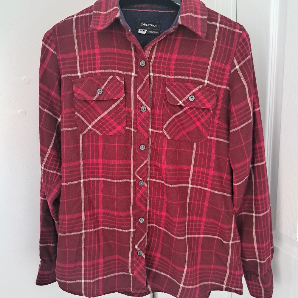 Marmot Men's‎ Plaid Flannel Long Sleeve Shirt Burgundy Size M